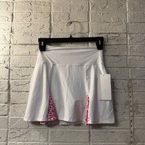 Gottex Golf & Tennis White Skort XS w/ Pink Leopard Print Shorts | NWT $93